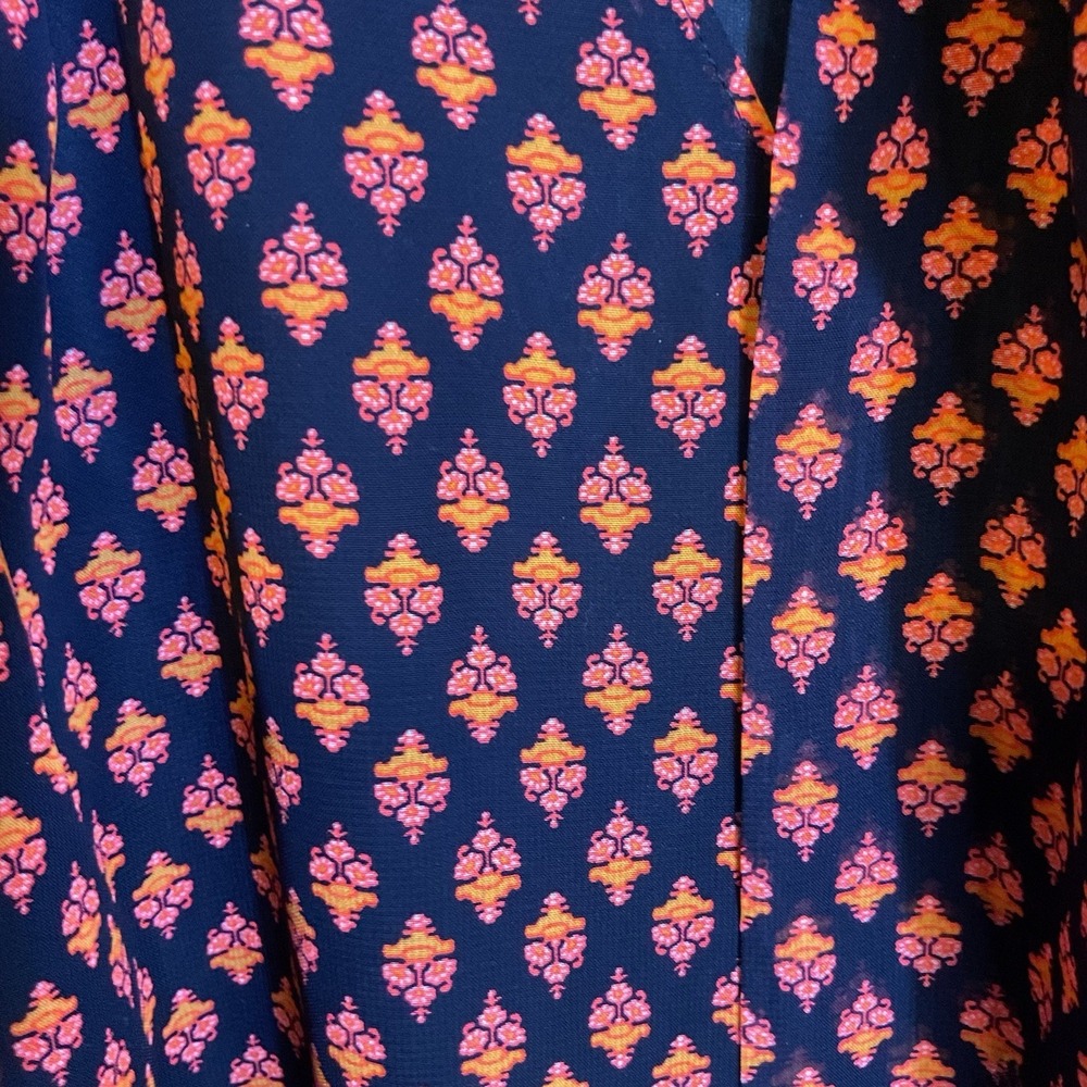 Lane Bryant Floral Print Long Sleeve Blouse Women Size 28 Navy/orange/ Pink - Picture 3 of 9